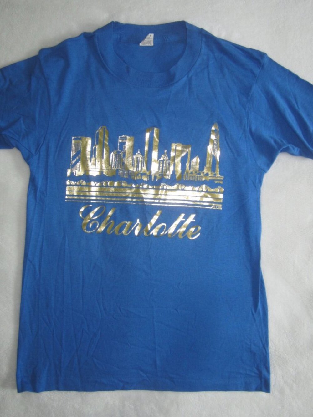 Vintage New SCREEN STARS Charlotte T-Shirt Marked JRT 1992 Blue Small